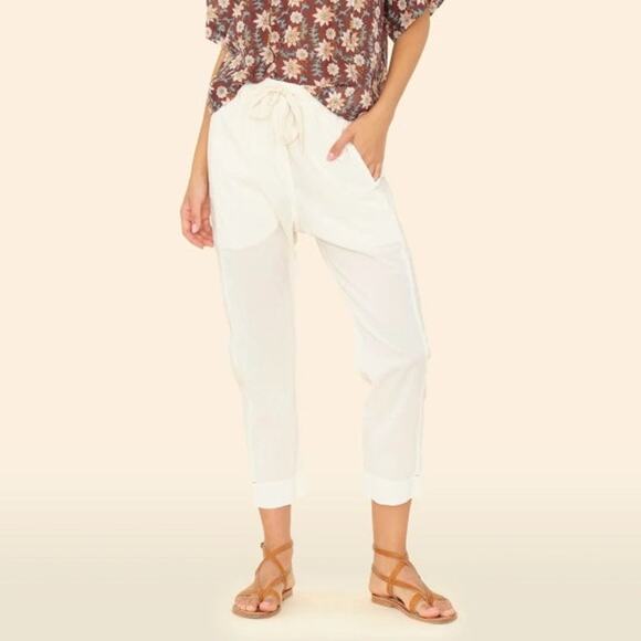 Xirena Draper Pants in White Oysterette SZ MEDIUM Cotton Pull-On Pants EUC - Picture 1 of 13